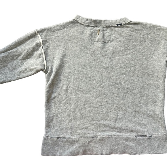 LUCKY BRAND GRAY DISTRESSED CREWNECK LONG SLEEVE MOTORCYCLE SWEATSHIRT SIZE XS - Picture 4 of 8